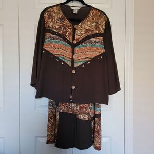 Napa Valley Brown Beaded Skirt Set